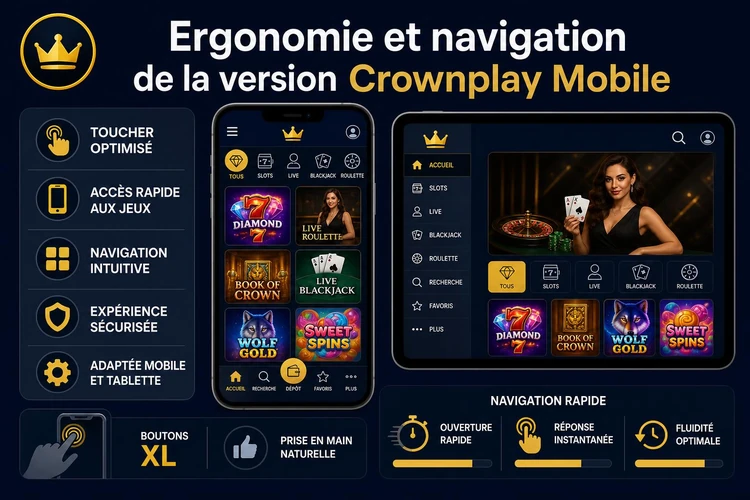 Ergonomie et navigation de la version Crownplay Mobile