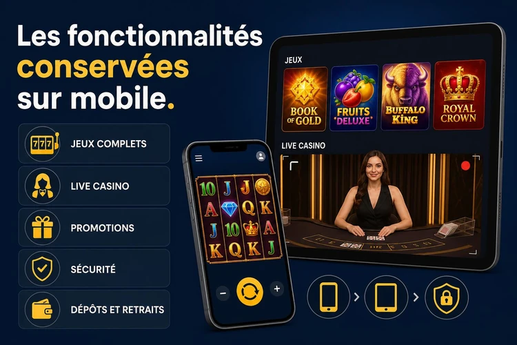 Les fonctionnalités conservées sur mobile